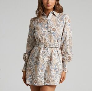 Charlie Holiday Floral Paisley Print Shirt Dress